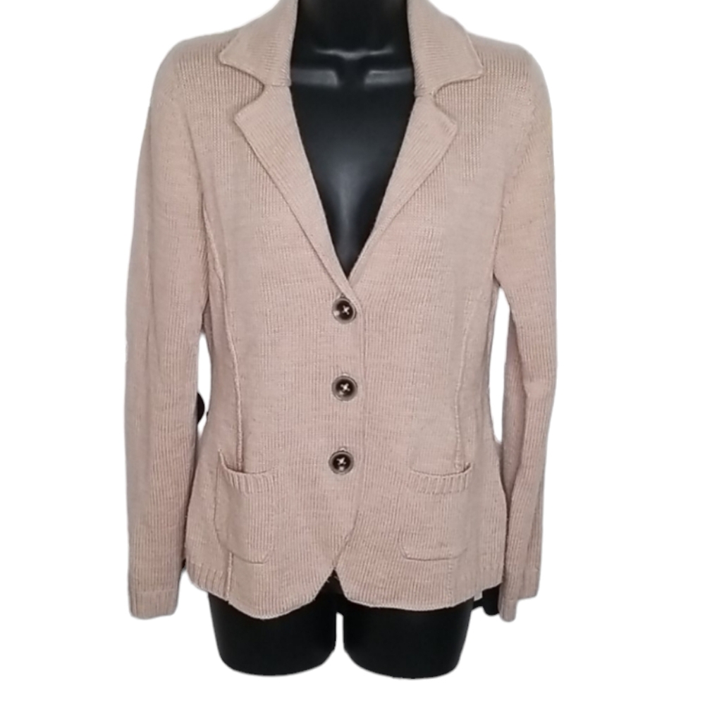 Brax Wool Knit  Sweater Blazer Cardigan Size EU38 Can 8 Cream Colored